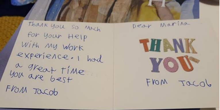 Thank you card from child