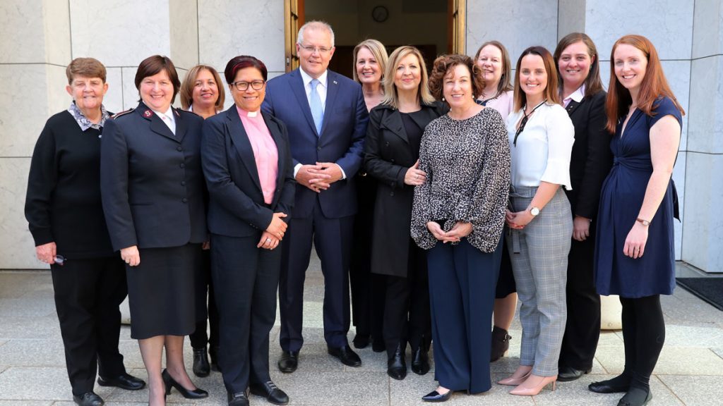 Mrs Landers (third from left) was among 10 women selected for a meeting with Prime Minister Scott Morrison.